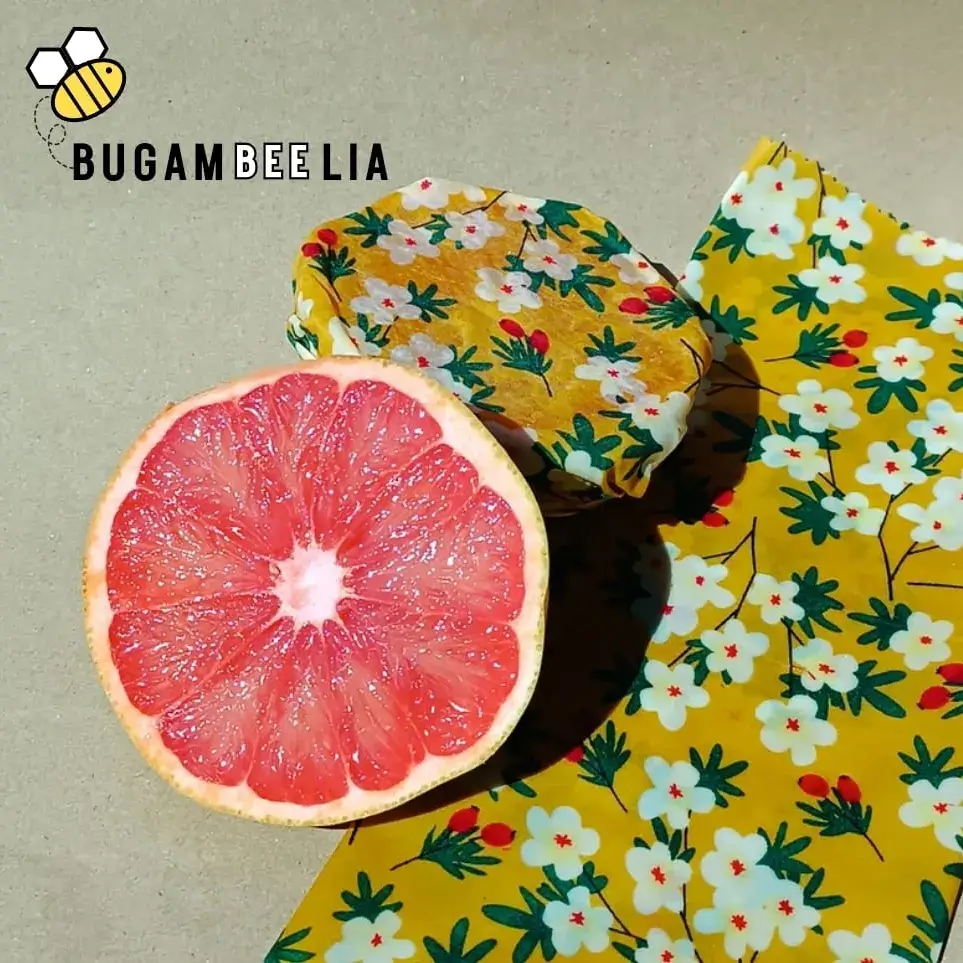 Telas enceradas para alimentos cubriendo fruta. toronja. Bugambeelia